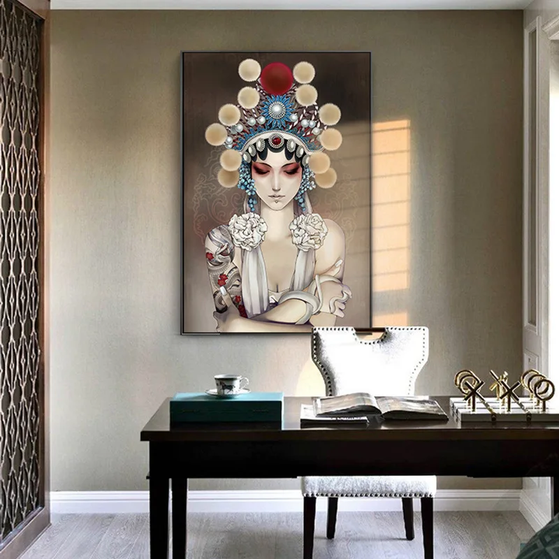 

New Chinese style jingjuHuadan Facial makeup Poster Wall Art Canvas Painting Wall Pictures For Studio Decor Posters Unframed