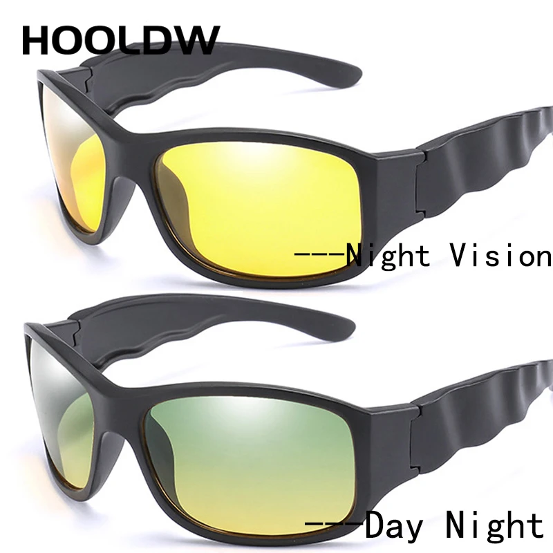 

HOOLDW Fashion Night Vision Glasses Men Polarized Photochromic Sunglasses Day Night Driving Anti-glare Goggles Sun glasses UV400