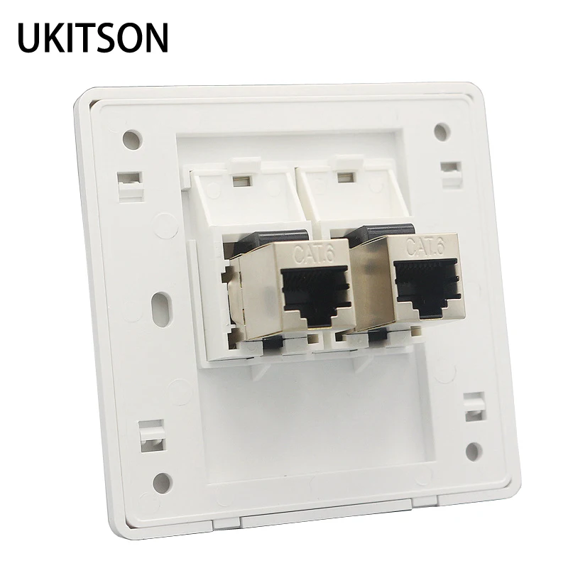 Złącze LAN CAT 6 RJ45 Panel ścienny Płyta czołowa z 2 portami Ekranowane gniazdo wtykowe CAT6 Keystone