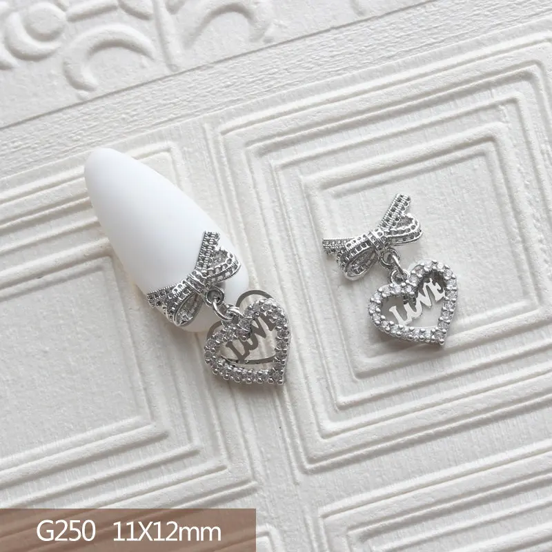 5pcs/lot 3D Luxury Bow Love Bow Alloy Nail Art Zircon Crystal Metal Manicure DIY Nails Accesorios Supplies Decorations Charms