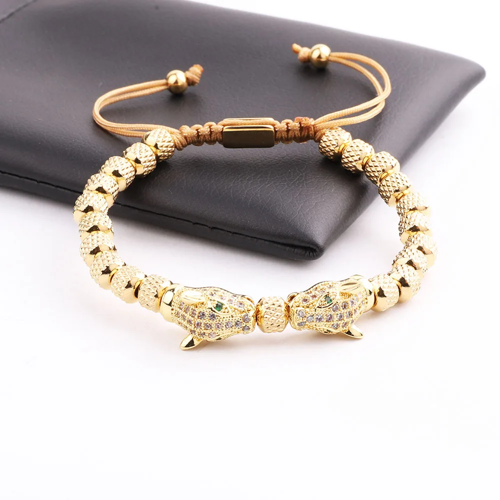 Classic Design High Quality Stainless Steel Beads CZ Pave Charm Handmade Cord Braided Macrame Bracelet Men Jewelry Gift