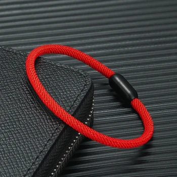 MKENDN 네이비 스타일 네티컬 스레드 로프 팔찌, 스테인레스 스틸 자석, 남성 여성 레드 커플, 미니멀리스트 요가 명상 쥬얼리 