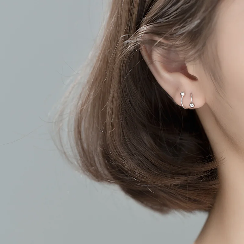 La Monada Bead Spiral Hoop Earrings For Women Silver 925 Fine Women Earrings Jewelry Design Hoop Earrings 925 Sterling Silver