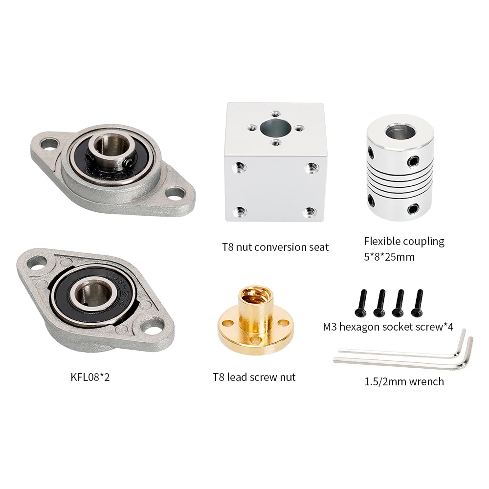 KINGROON T8 Lead Screw Nut Mount Lead 8MM OD 8MM Pitch 2MM T8 Nut Conversion Seat 3D Printer Part T8 Nuts Bracket Aluminum Block