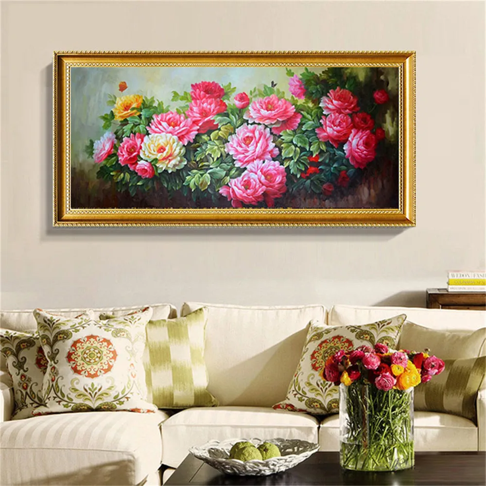 

100%Master hand-painted high-quality beautiful flower pictures, peony painting on canvas, flower oil painting on wall decoration