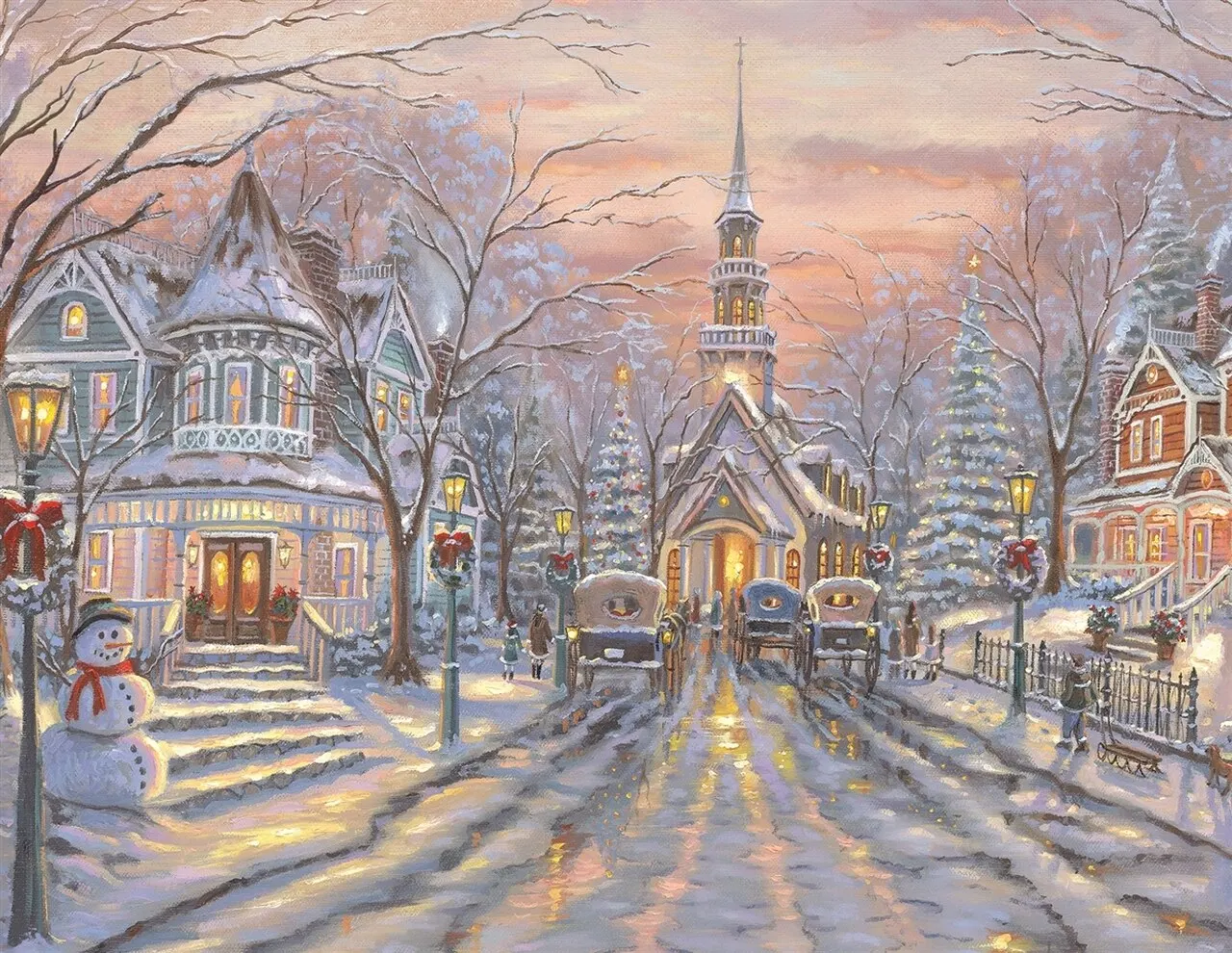 JMINE Div 5D дом улица Рождественская деревня Зима Полный Алмазный рисунок наборы для вышивки крестиком художественный живописный 3D Рисунок алмазами