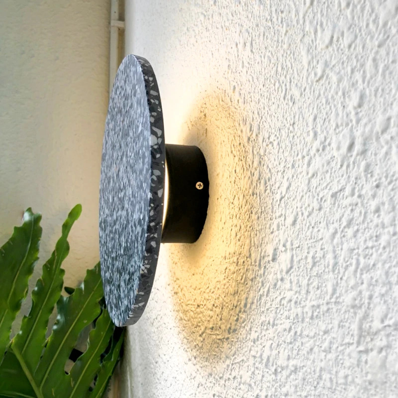 Outdoor Wall Lamp LED Waterproof Garden Round  Indoor Terrazzo&Acrylic Decoration Background Wall Light Terrace Wall Lighting