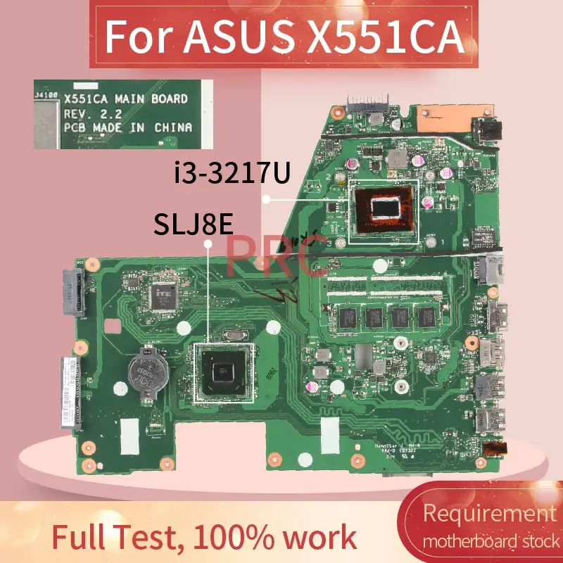 REV.2.2 For ASUS X551CA i3-3217U Notebook Mainboard SLJ8E SR0N9 4GB DDR3 Laptop motherboard