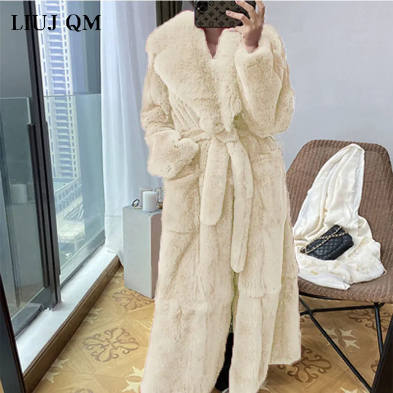 Oversized Coat Winter Women Thick Warm X-Long Faux Fur Jacket Female High Quality Fluffy Rabbit Fur Coat Loose Parkas