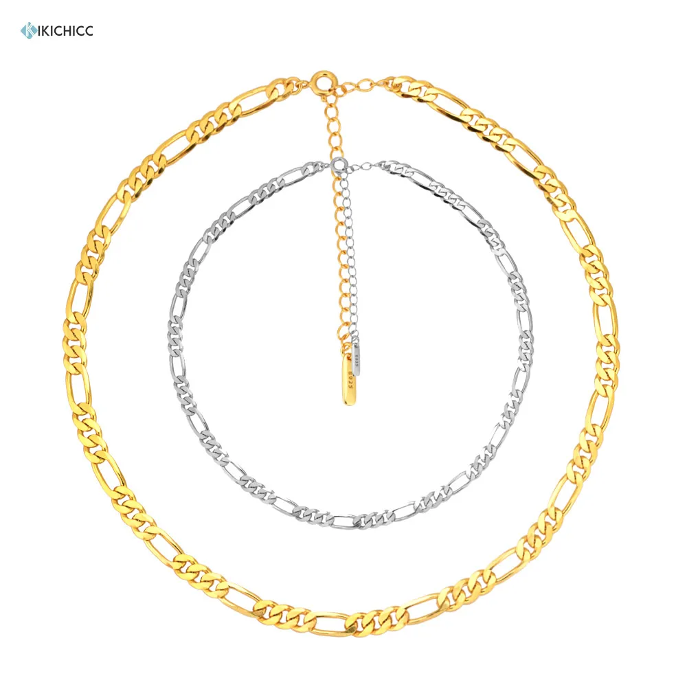 Kikichicc-collar de cadena gruesa de oro para mujer, gargantilla de plata de ley 100% 925, cadena larga grande, joyería Pary Rock 2020, joyería para mujer