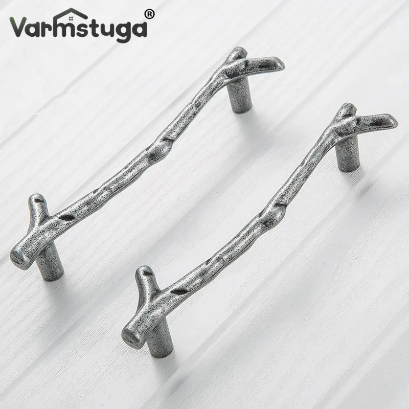 Fashion Tree Branch Furniture Handle 96mm 128mm Black Silver Bronze Kitchen Cabinet Handles Drawer Knobs Door Pulls Hardware