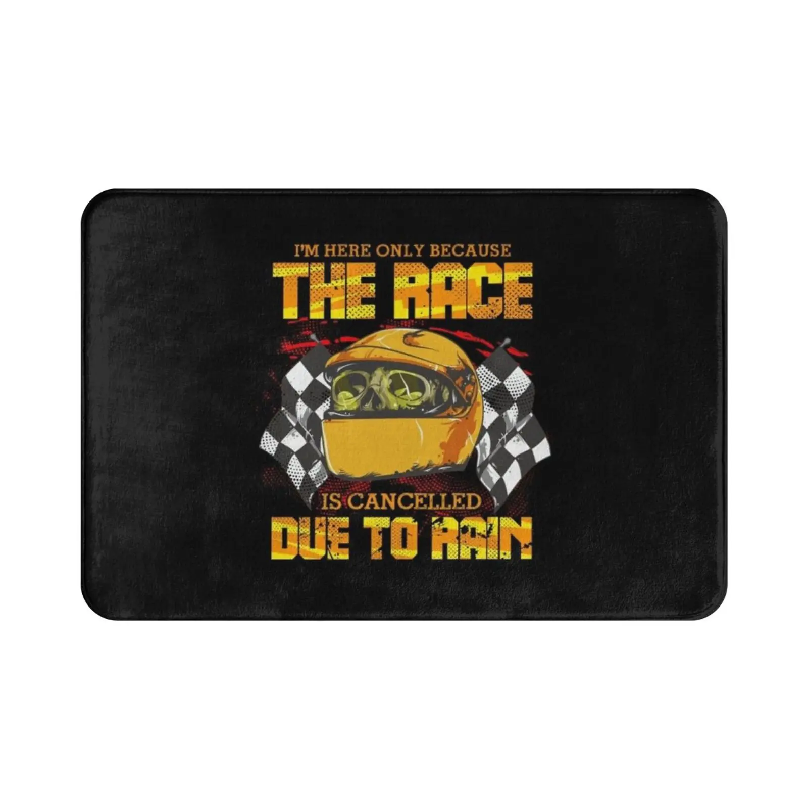 Funny Cool Car Racing Lover Skull Race Fan I'm Here Only Because The Race Is Cancelled Carpet Mat Rug Cushion Soft