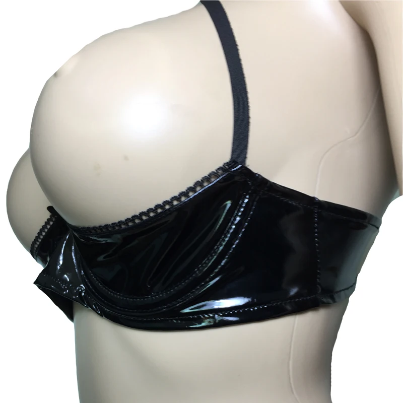 Sexy Women Patent Leather Cupless Bra Body Harness Caged Open Breast Tank Bralette Crop Top Fetish Lingerie