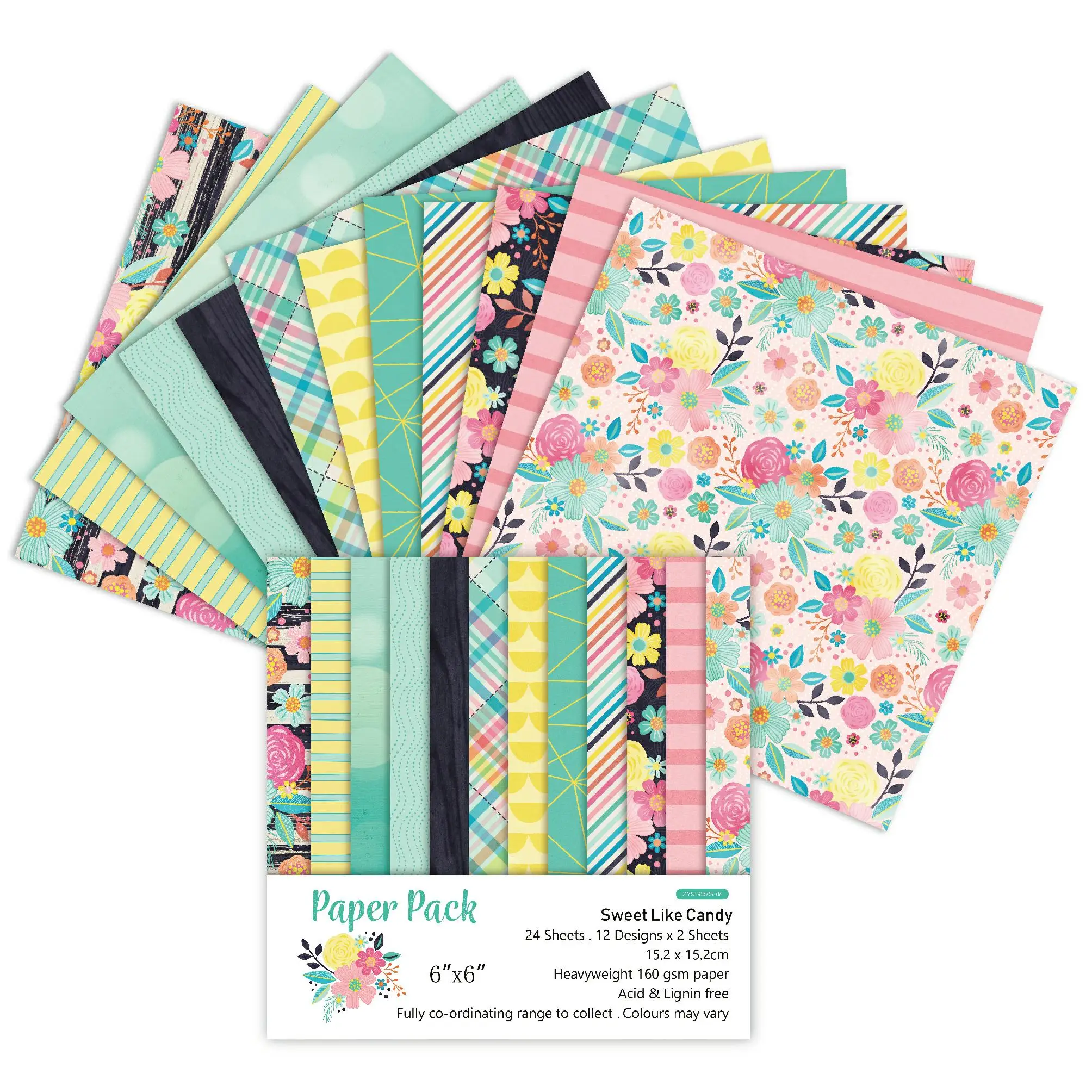 Sweet like candy Scrapbooking paper pack of 24 sheets handmade craft paper craft Background pad 916