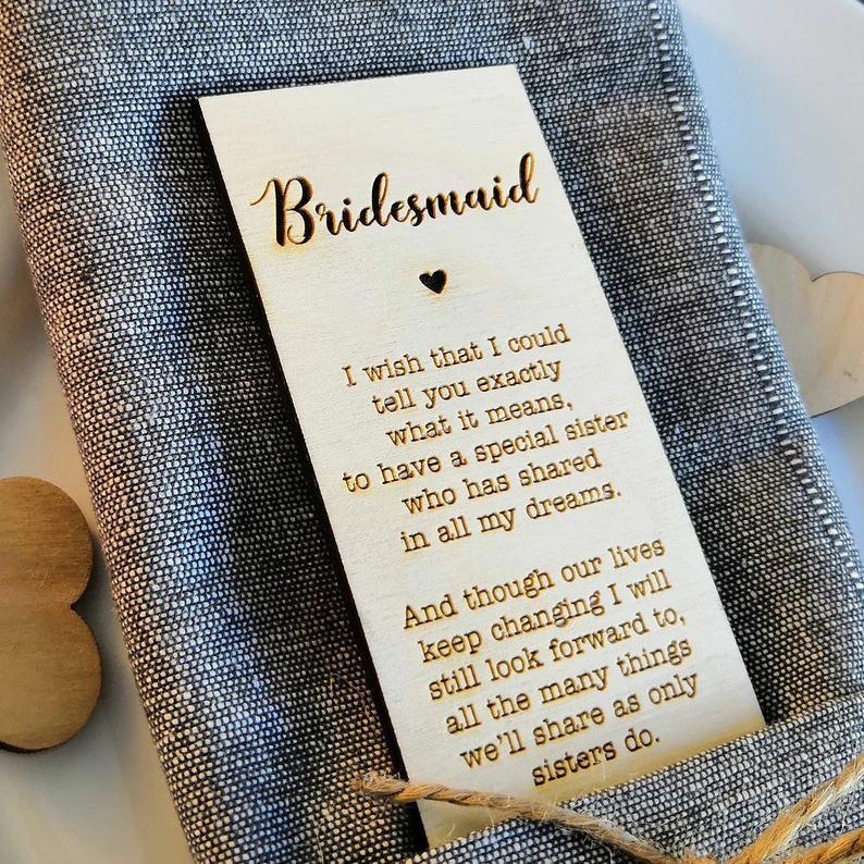 Wooden Place Setting With Bridesmaid Place Card Rustic Wedding Place Card