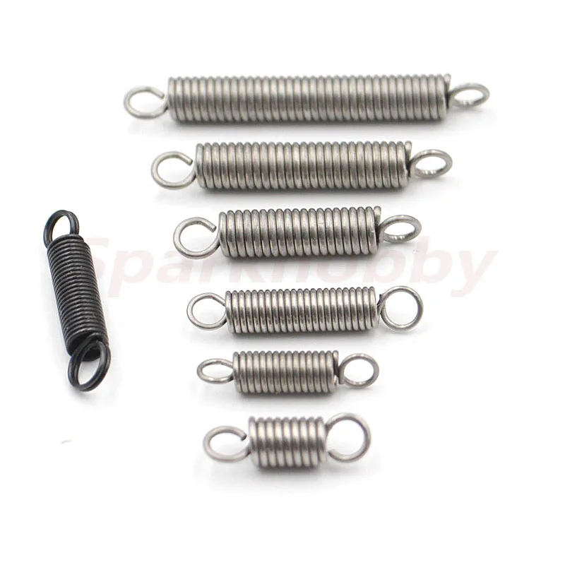 10pcs Double Hook Stainless Steel Small Tension Spring Outer Diameter 5-6mm Length 22-47mm With Hook Tensile Strength Multi-size