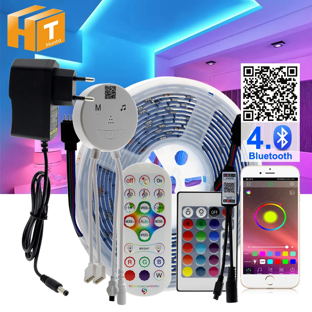 2835 listwy RGB LED zestaw 30 leds/m kontroler Bluetooth 5050 RGB Strip zestaw 5m 10M 20M wysokiej jasności DC12V IP65 wodoodporny