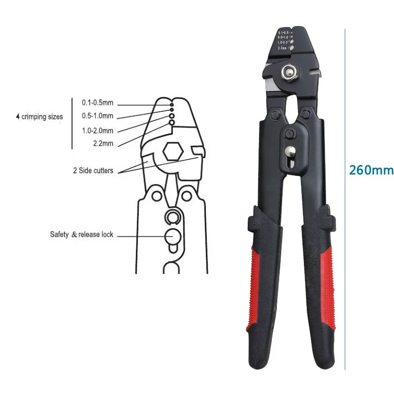 Aluminum Sleeves Crimping Plier Fishing Wire Cable Connector Crimper Aluminum Tube 0.1mm-2.2mm