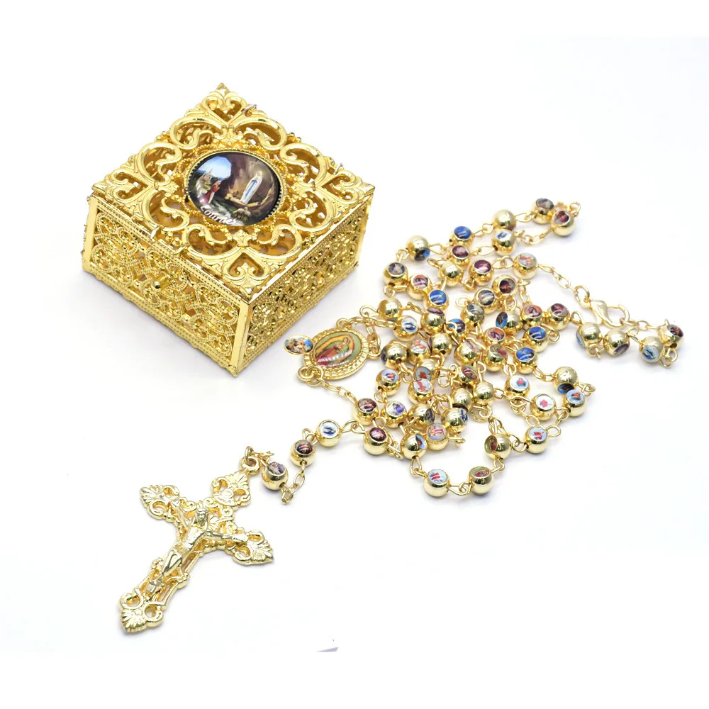 Virgin Mary Necklace Cross orthodox church utensils Jesus corss with box