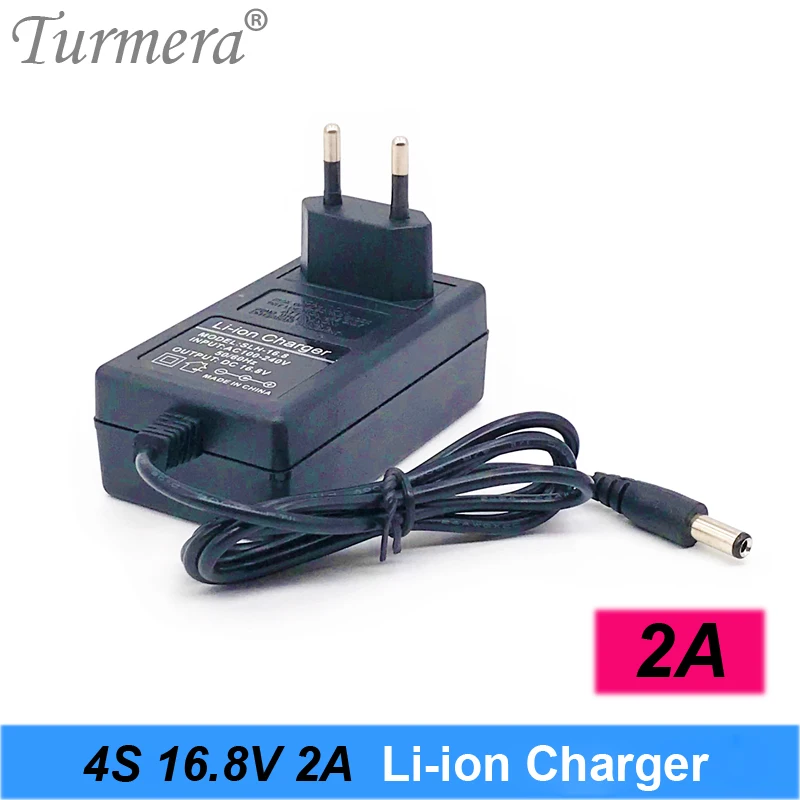 Turmera 12.6V 16.8V 21V 25V 2A 18650 Lithium Battery Charger DC5.5*2.1MM for 3S 4S 5S 6S 12V to 25V Screwdriver Battery Pack Use