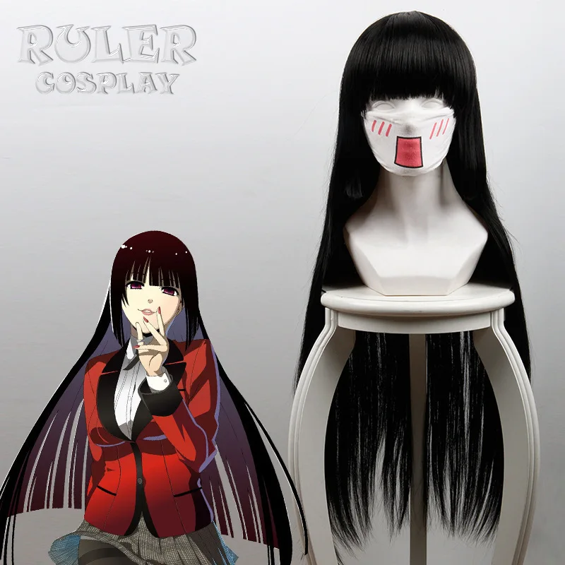 

Kakegurui Yumeko Jabami Cosplay Wigs 100cm Anime Black Long Straight Heat Resistant Synthetic Hair Perucas Cosplay Costume Wig