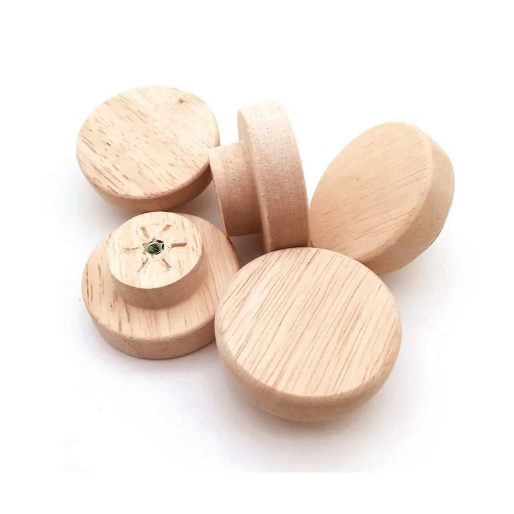 10/20pcs Home Accessory 50x25mm Natural Wood Bedroom Furniture Handles Round Pull Knobs For Drawer Shoebox Cupboard Cabinet Door