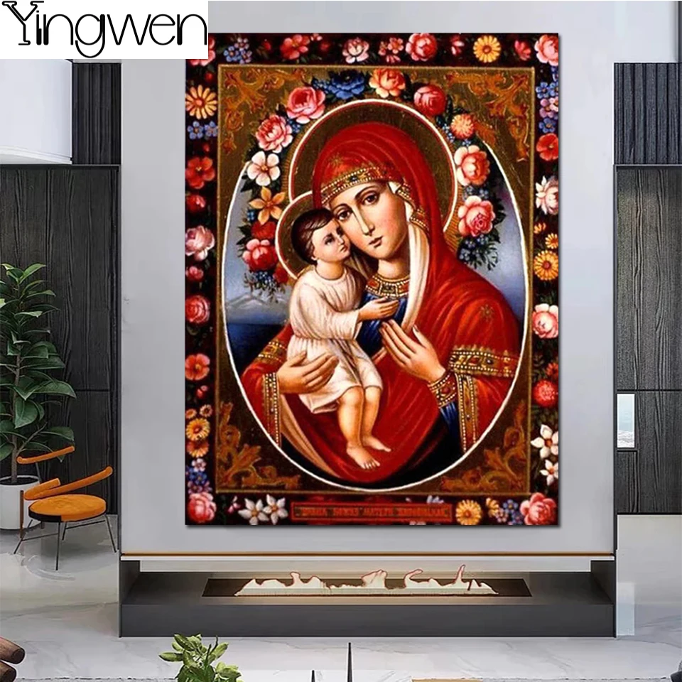 5D Diamond Painting Religion Virgin Mary Rhinestone Diamond Embroidery Icon Mosaic Picture Cross Stitch Sacred Figure Home Decor