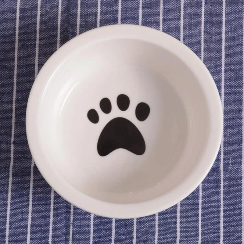 TECHOME New Cute Patterns Ceramic Pet Bowl Cute Cat Bowl Water Basin Dog Pot Pet Drinking Eat Bowl Round Ceramic Bowl Feeders