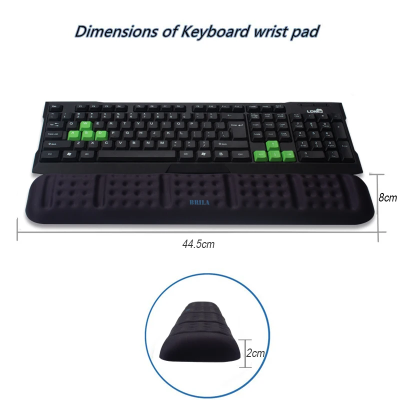 Keyboard wrist rest support cushion pad, comfortable memory foam padded, ergonomic wrist pillow for office & gaming keyboard