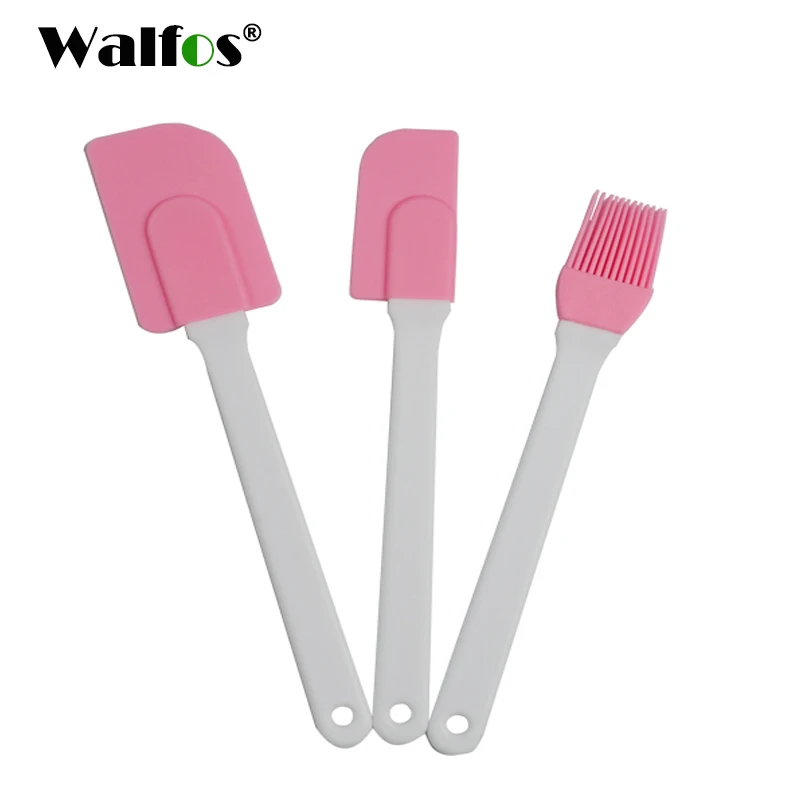 

WALFOS 3Pcs Non-Stick Silicone Cream Spatula Bread Butter Brush BBQ Baking Oil Brush Mixing Shovel Flour Scraper Kitchen Gadgets