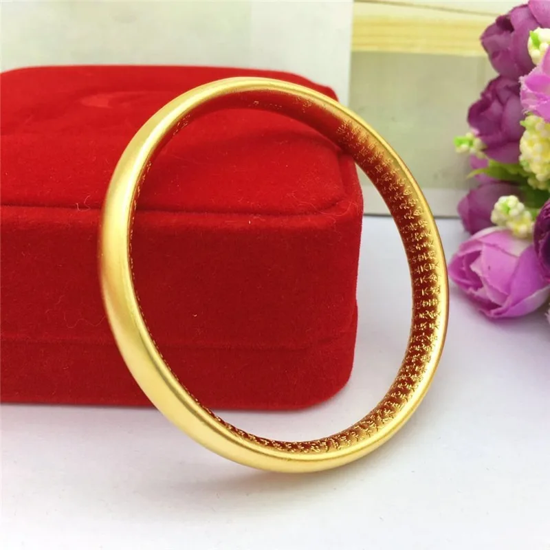 

Pure Gold Color Bracelet for Women Wedding Engagement Jewelry Elegant Sand Gold Bangles Femme Bijoux Statement Pulseras Mujer