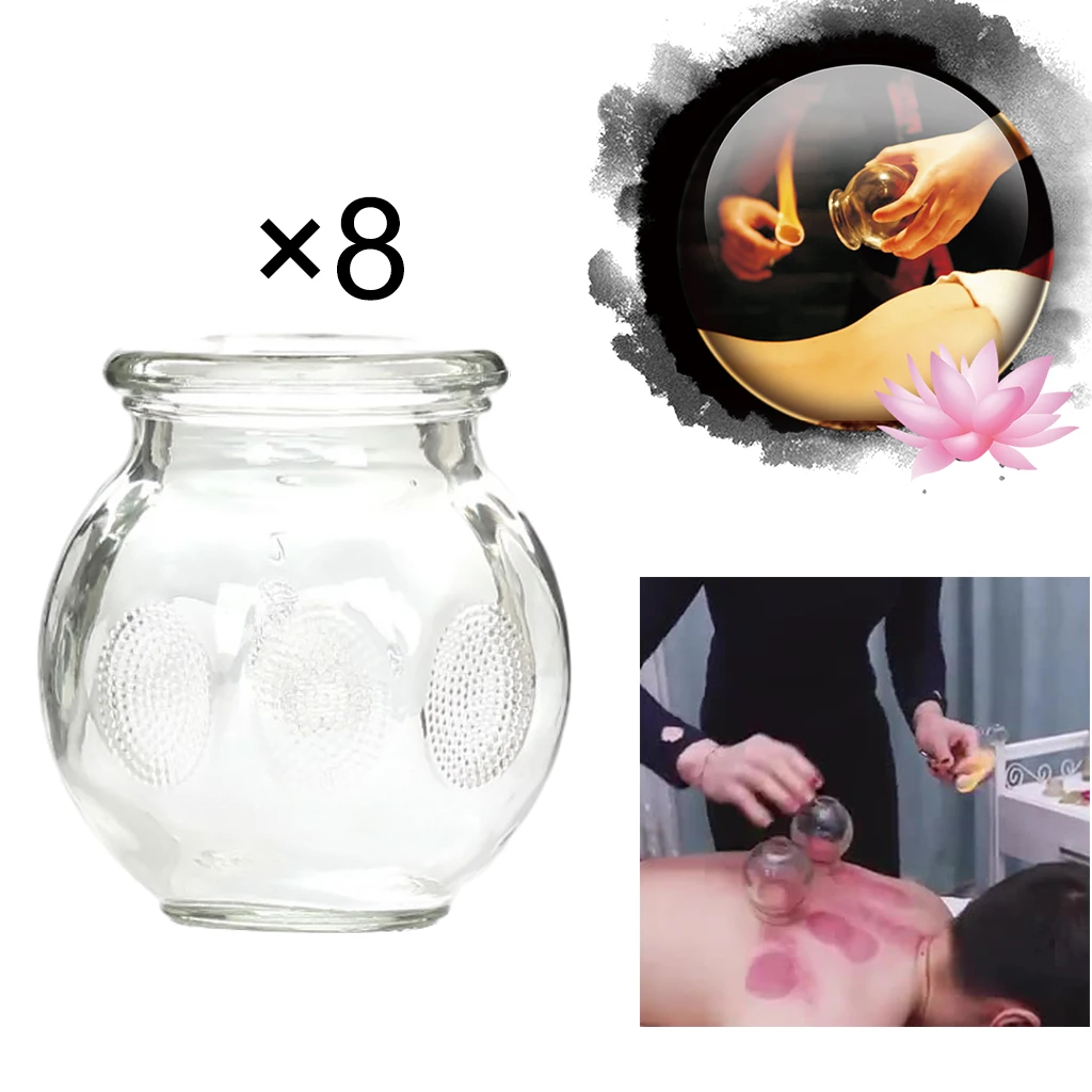 Chinese Acupoint 8pcs Glass Cupping Therapy Set Fire Glass Cupping Set Anti-Cellulite Suction Cups For Body Massager