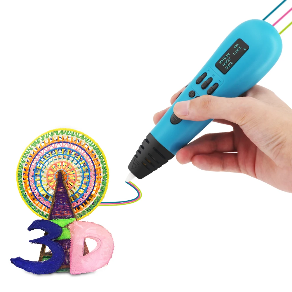 2018 Educational Toys 3D Printing Pen, New Multi-color Filament 3D Pen with OLED, 3 in 1 Filament 3D Pen