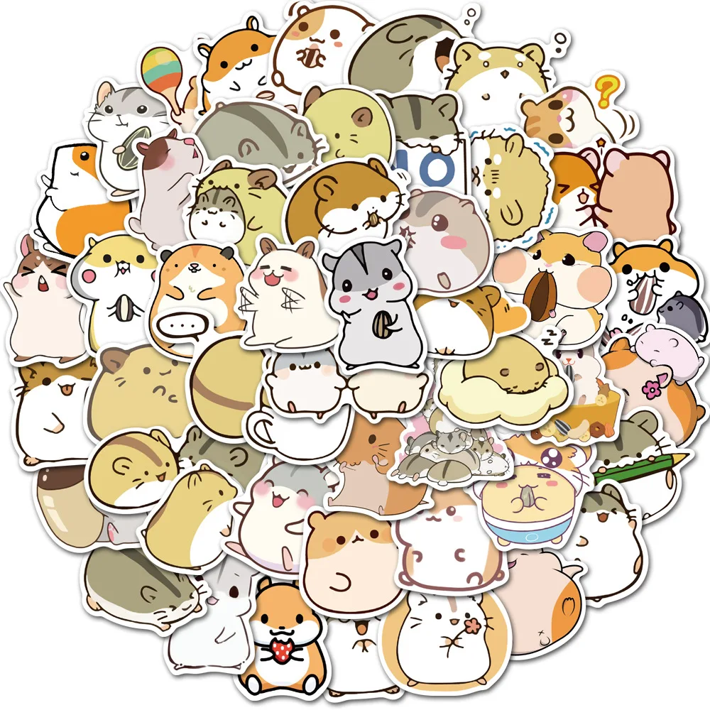 10/30/50PCS Cute Cartoon Animal Little Hamster Stickers Pack for Scrapbook Stationery Laptop Guitar Luggage Girl Sticker Decal