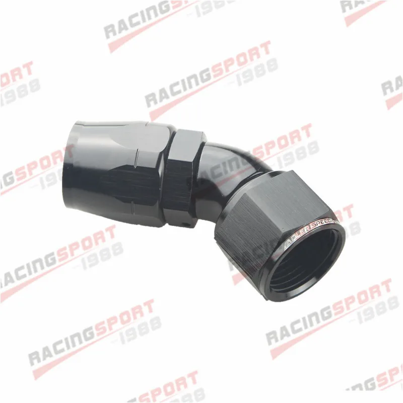 

AN12 45 Degree One Piece Full Flow Swivel Hose End Fitting Black