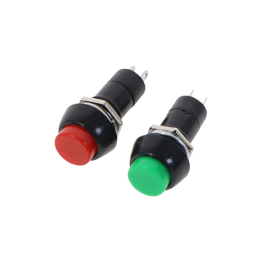 100pcs PBS-11B 2PIN Plastic 12mm Push Button Momentary Switch  3A 150V Red green random sent by default