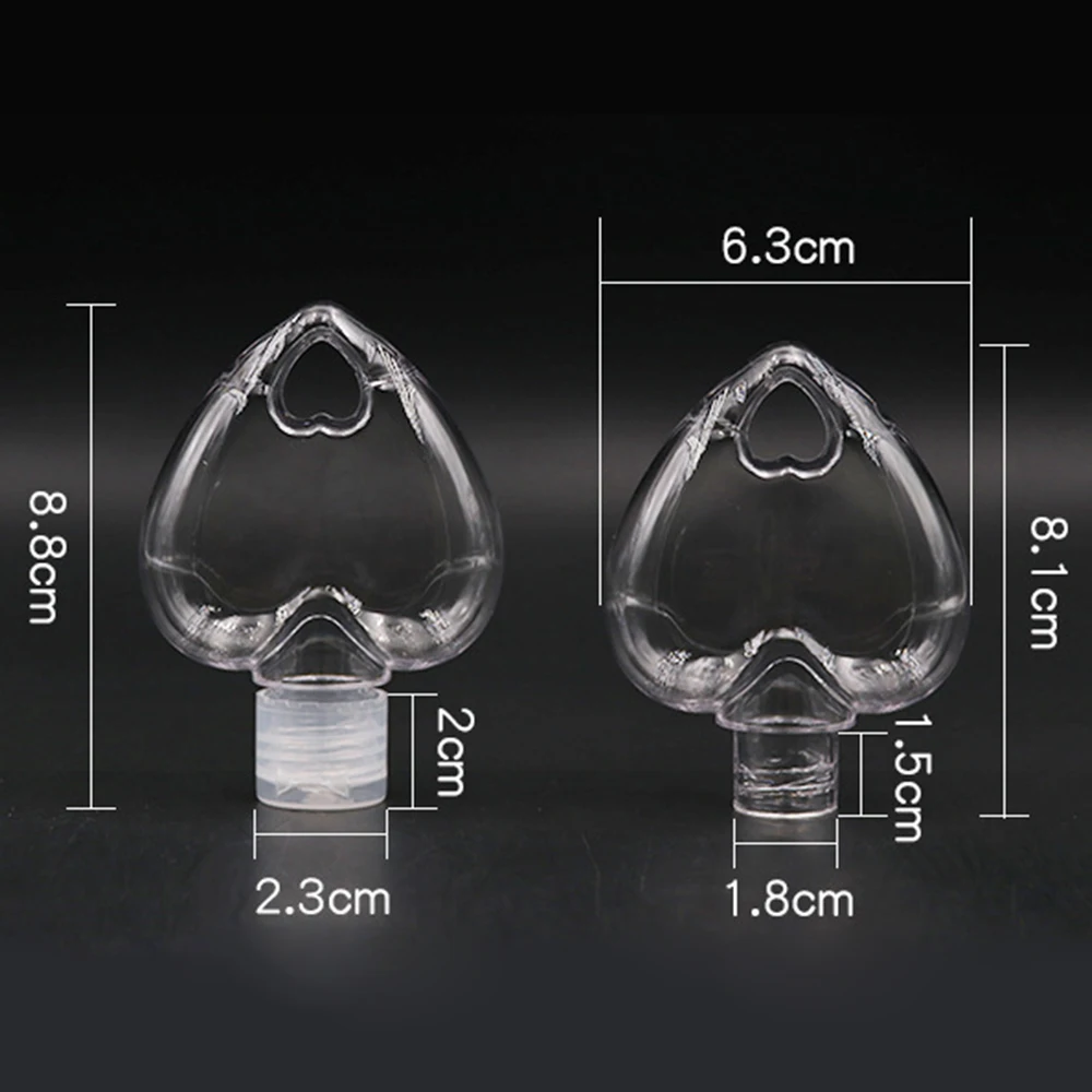 1Pc 50Ml Transparent Empty Bottle Perfume Alcohol Container Lotion Jar Leaf Heart Shaped Spray Bottle with Metal Hook