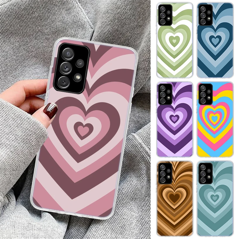 Heart Circle Phone Case for Samsung Galaxy A54 A53 A52 A14 A13 A12 A24 A23 A22 A34 A33 A32 A04S A03S A02S A42 A73 A72 Cover