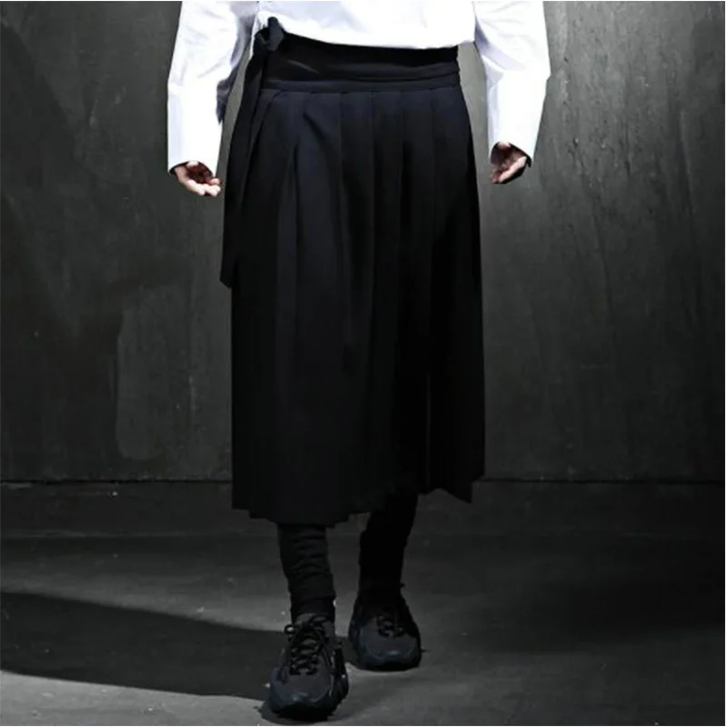 

Men's Trouser Skirt Spring And Autumn New Personality Pleated Neutral Minimalist Dark Casual Loose Large Size Trouser Skirt