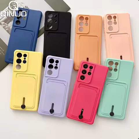 Luxury Card Holder Case For Samsung S25 S24 S23 S22 S21 S21 Ultra Plus S20 FE A56 A36 A55 A35 A54 A53 Soft Wallet Candy Cover