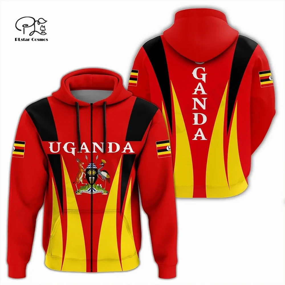 PLstar Cosmos 3DPrint Newest Afirca Uganda Flag Tribe Art Funny Unique Harajuku Streetwear Unisex Hoodie/SweatshirtZip Style-8