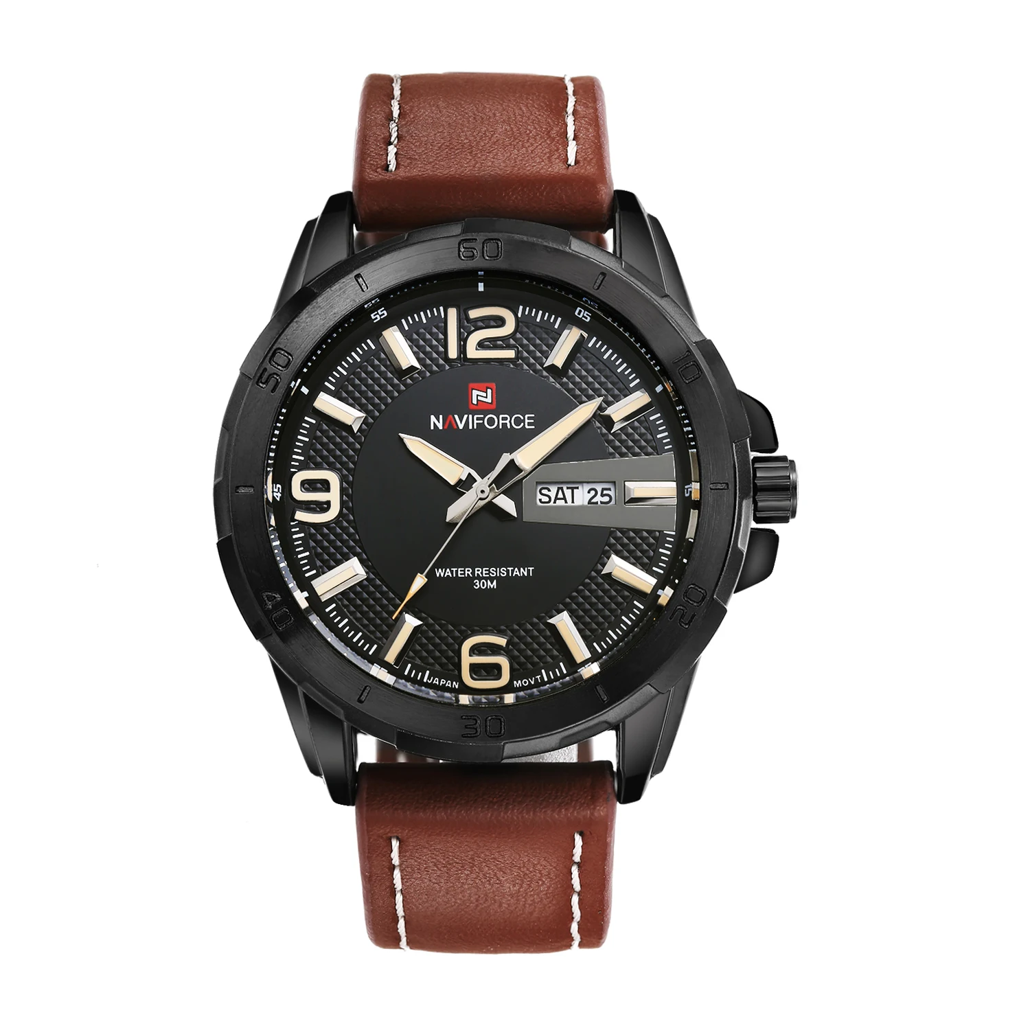 NAVIFORCE Brand Mens 30M Waterproof Sport Watch Men leather quartz watches auto date week Watches Clock military wristwatches