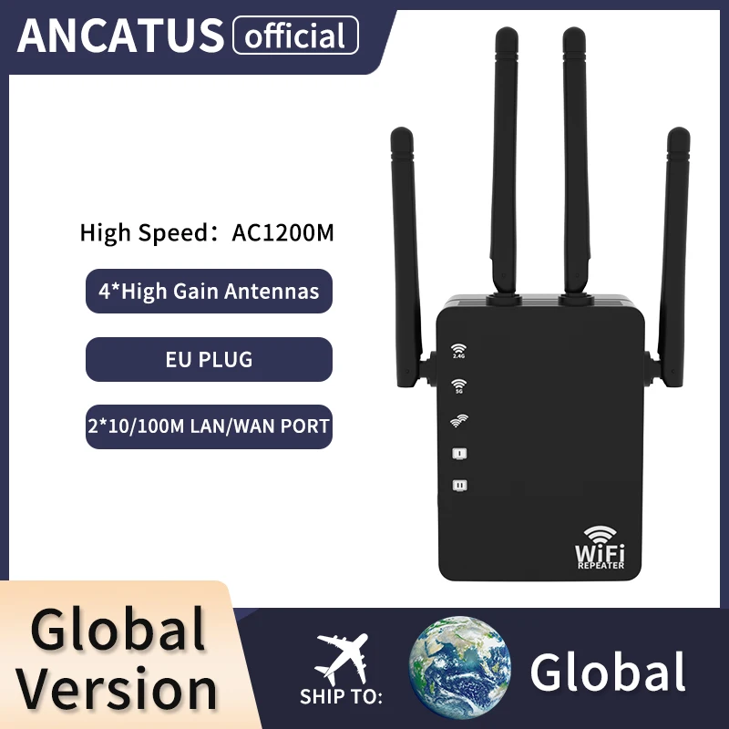 Expansor de alcance de wifi ancatual, roteador sem fio 1200m 2.4g/5g, repetidor de rede wi-fi pro, configuração esay