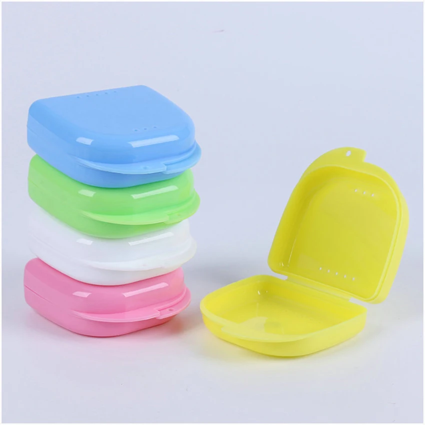 Caja para guardar Dentaduras postizas, contenedor de plástico para guardar utensilios, soporte para viaje, 5 colores