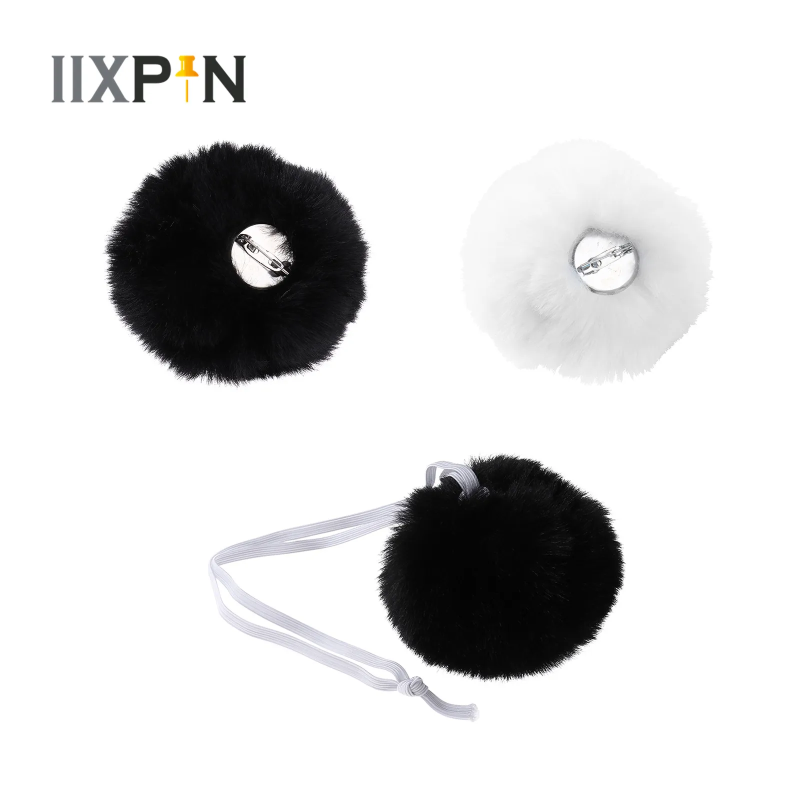 Simpatico coniglietto Cosplay puntelli peluche Bunny Tail bianco nero coniglio coda Bunny Party Tail Ball accessorio per Costume da festa di Halloween