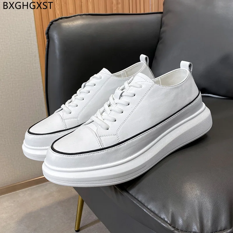 

White Leather Casual Shoes Vulcanize Shoes for Man 2024 Platform Luxury Designer Shoes Men High Quality Chaussure Homme Zapatos