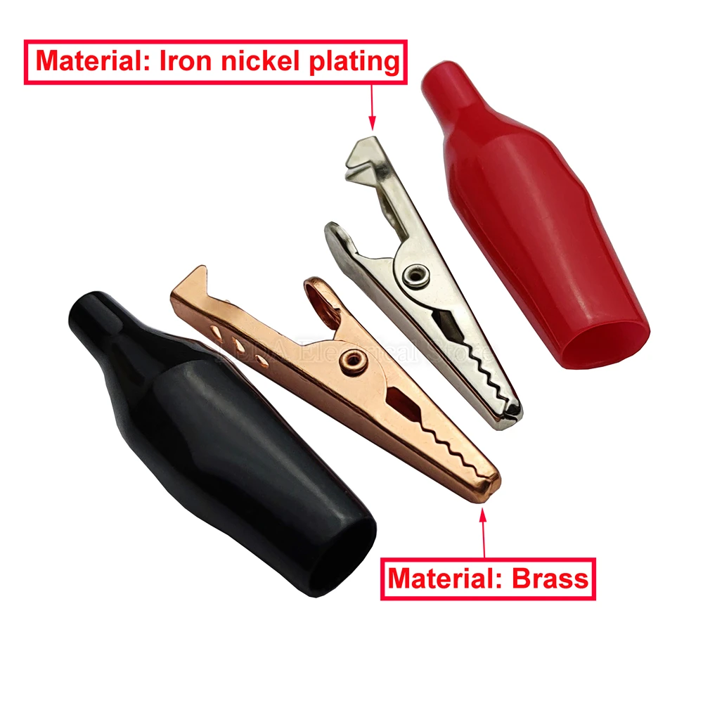 10Pcs 28mm 35mm 45mm Black Red Soft Plastic Coated Testing Probe Connector Mini Alligator Test Clips