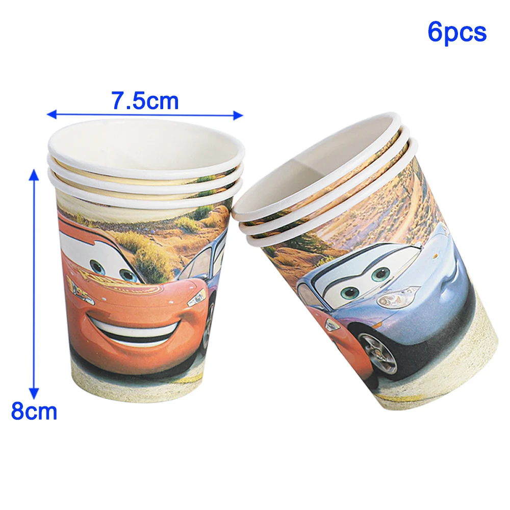 McQueen Cars Disney Hot Sale Cup Plate Napkin Disposable Tableware Table Decoration Baby Shower Birthday Party Cake Decorating