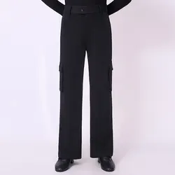 Doubl Latin Dance New Straight Pocket Pants Male Trousers Men's Ballroom Dance Pants Black Practice