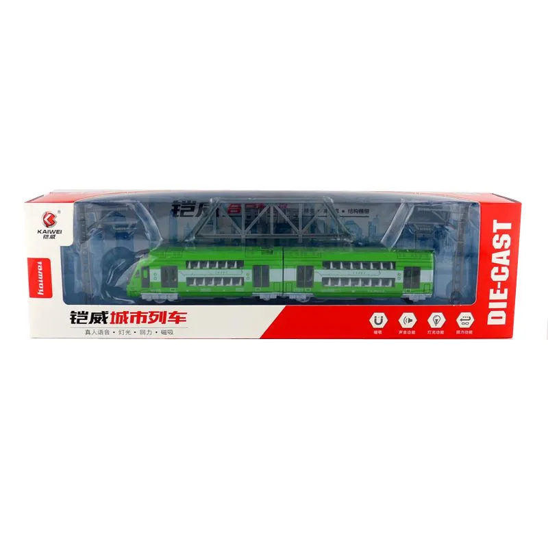 การจำลอง1:87 Alloy ดึงกลับ Double-Decker รถไฟรุ่นรถไฟความเร็วสูงรถไฟใต้ดิน Light Rail ของเล่นจัดส่งฟรี